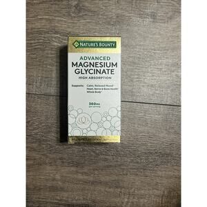 Natures Bounty 360mg Advanced MAGNESIUM GLYCINATE 90 cap High Absorption 02/2028